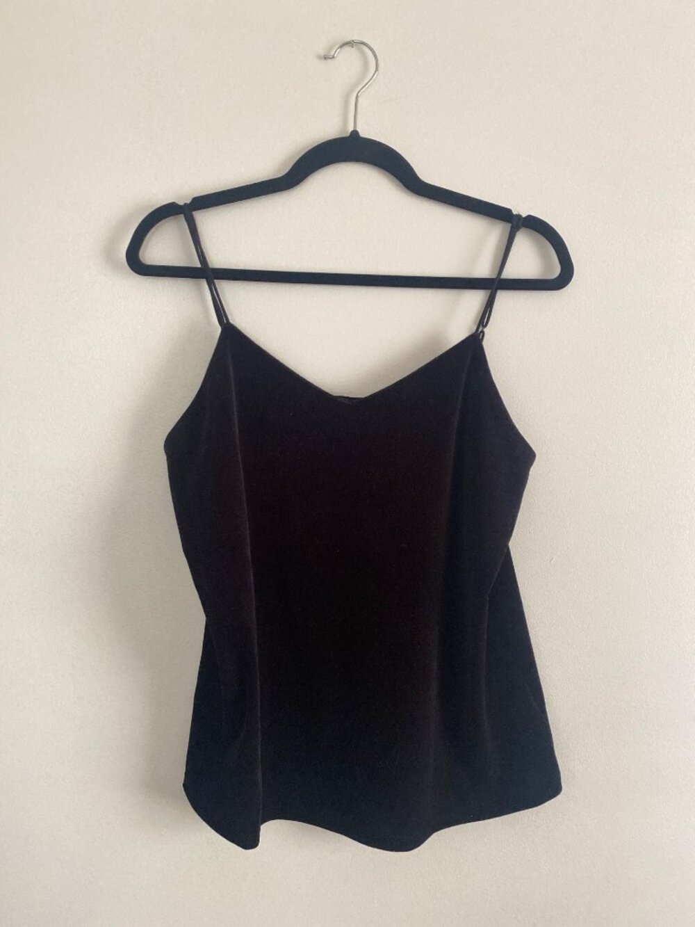 A New Day Black Velvet Spaghetti Strap Camisole Top Size M